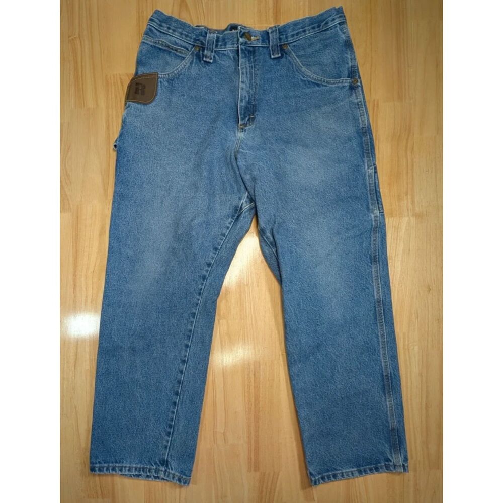 Wrangler Riggs Workwear Jeans 34x28 Carpenter Blue Denim Relaxed Fit